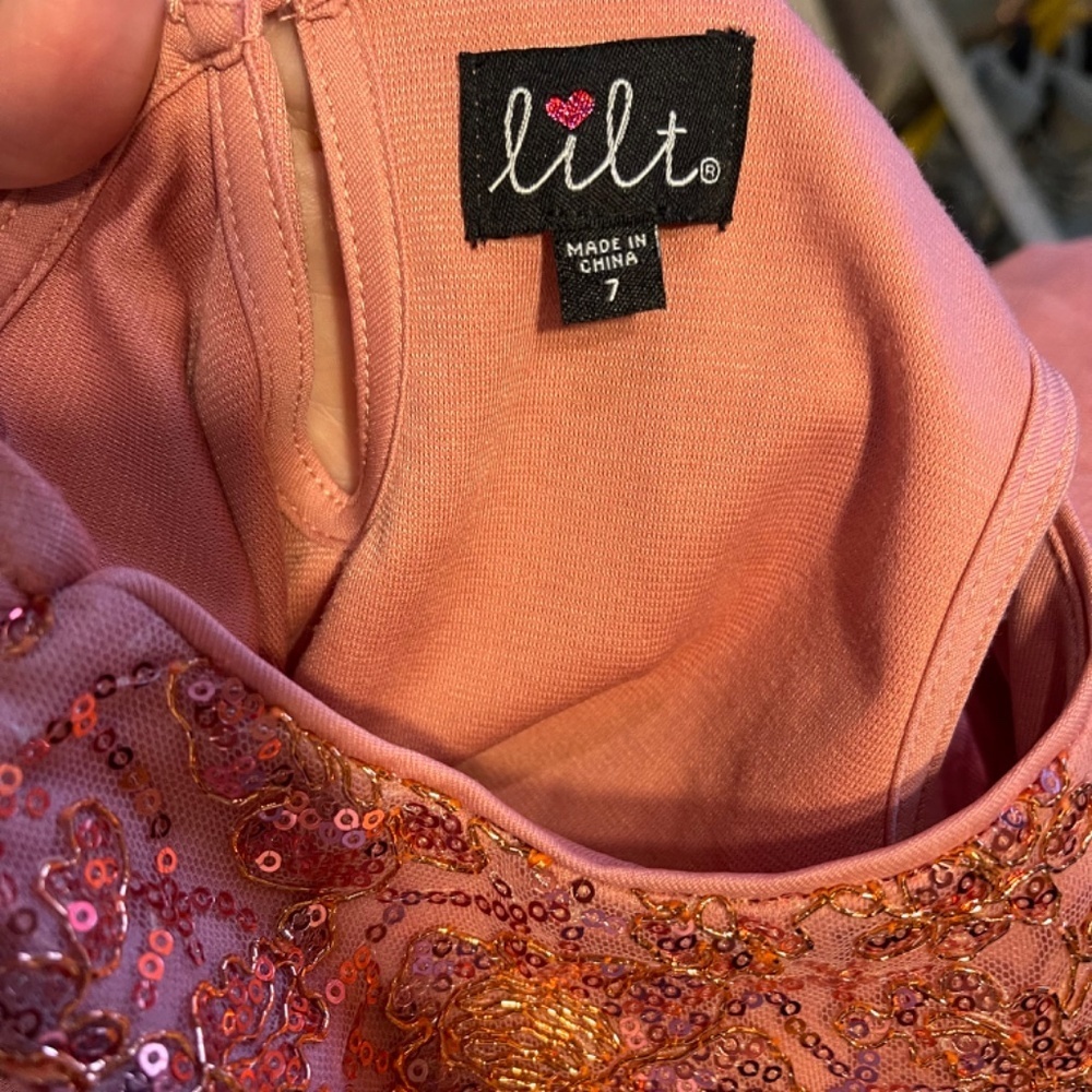 Sparkling Pink Layered Kids Dress - Picture 5 of 7